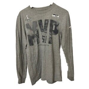 Seattle Seahawks Super Bowl MVP Malcolm Smith Men's S Gray Nike Long T-Shirt